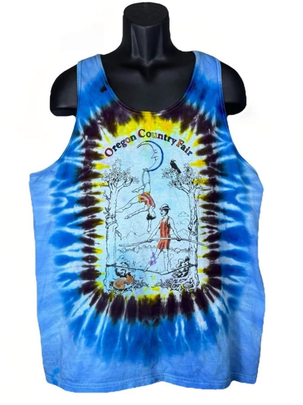 Oregon Country Fair Festival RARE OCF Tank Top Unique Carnival Hippie Tie-Dye XL
